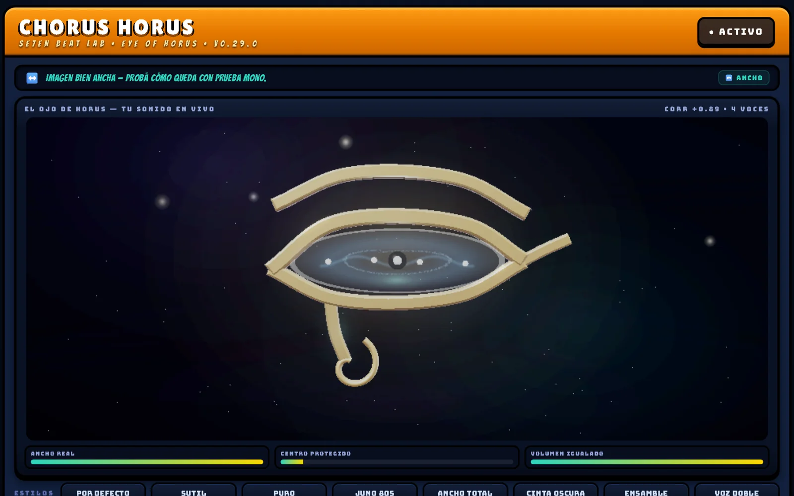 Chorus Horus — the real plugin UI